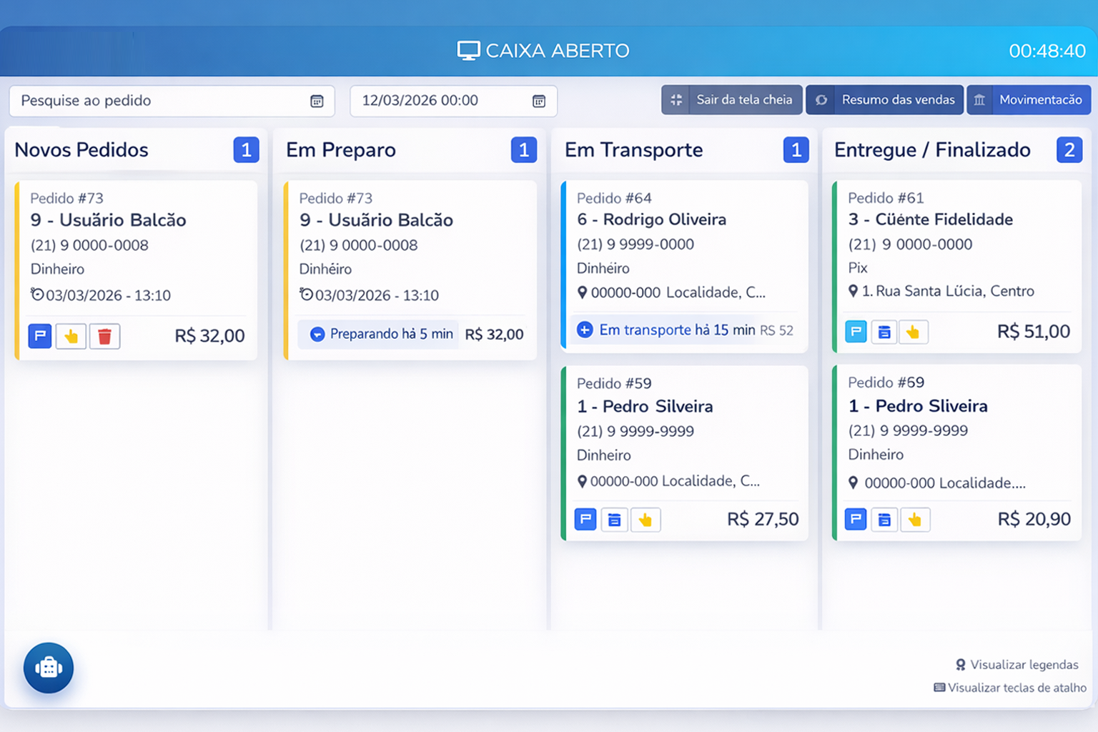 Tela principal do sistema Smart Pay 